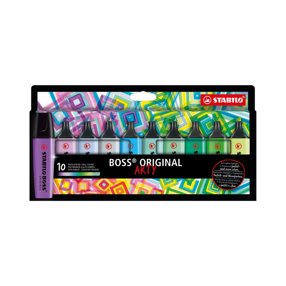 STABILO BOSS Original Highlighters - 10 Pack Cool Colors With Chisel Tip