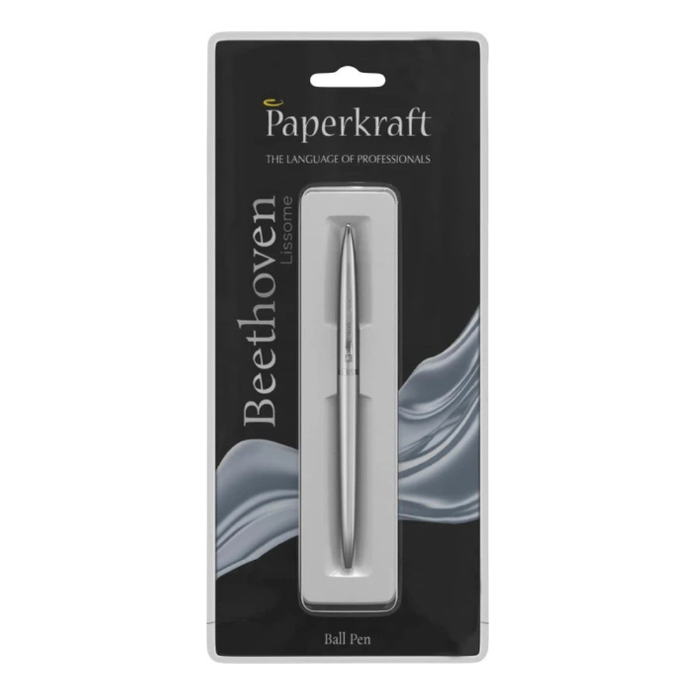 PAPERKRAFT, Ballpoint Pen - Beethoven Lissome | Silver | Chrome Trim.