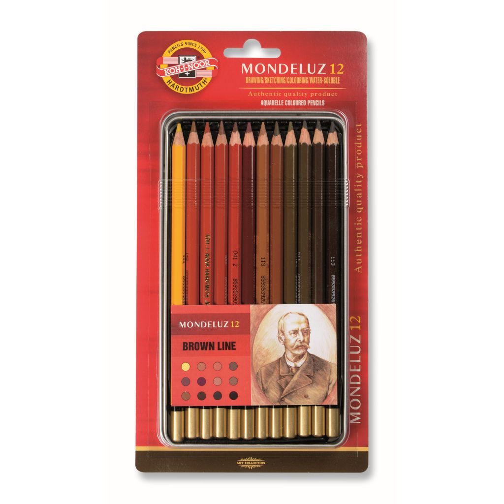 KOH-I-NOOR, Sketching Pencils - MONDELUZ | Brown Line | Set of 12.