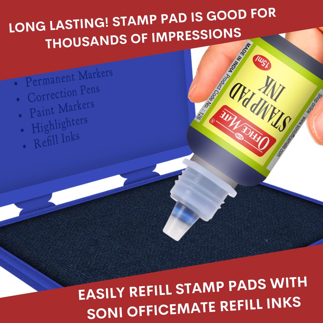 OFFICE MATE, Stamp Pad BLUE Medium. OXFORD stationers