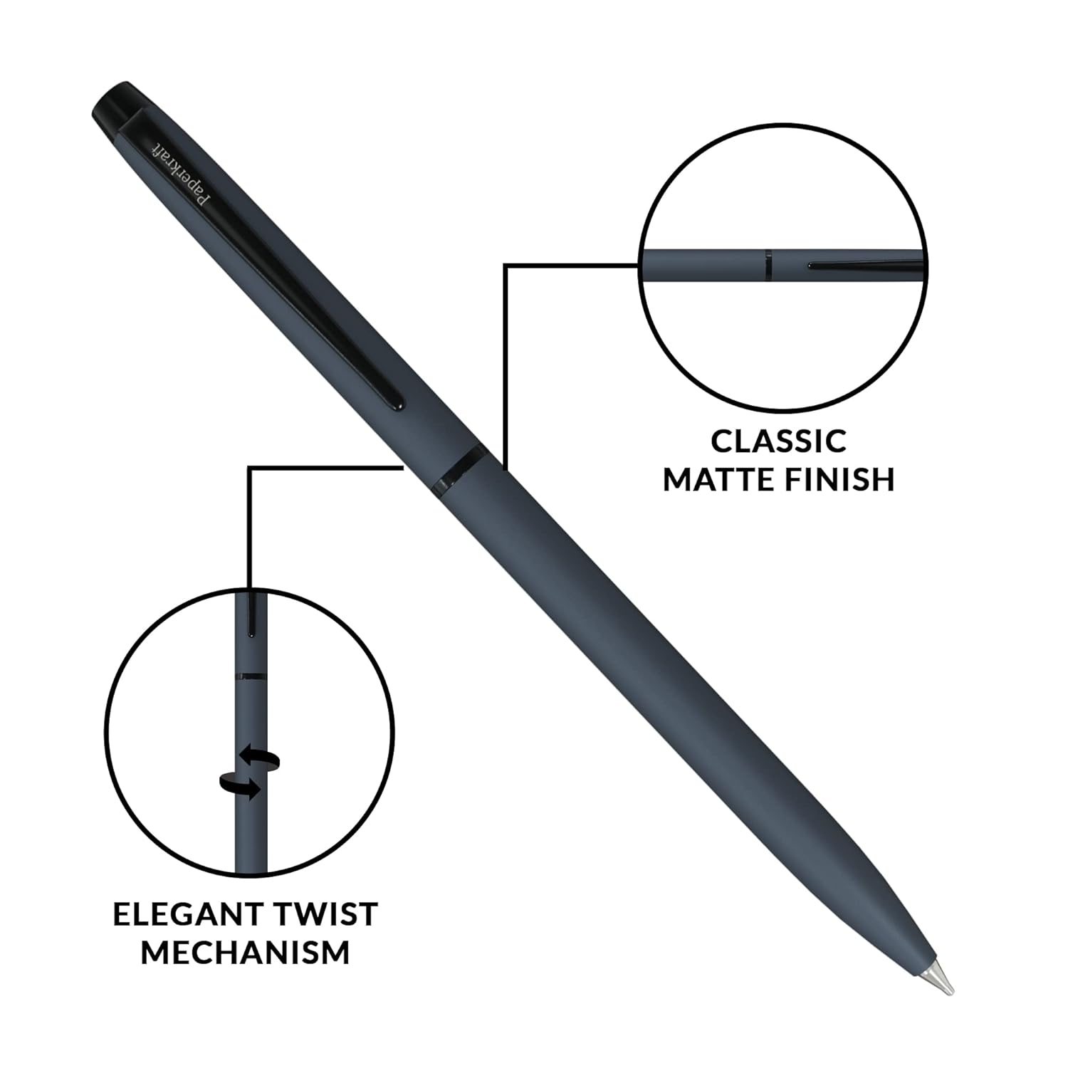 PAPERKRAFT, Ballpoint Pen - Chopin Lissome | Matte Black | Black Trim.