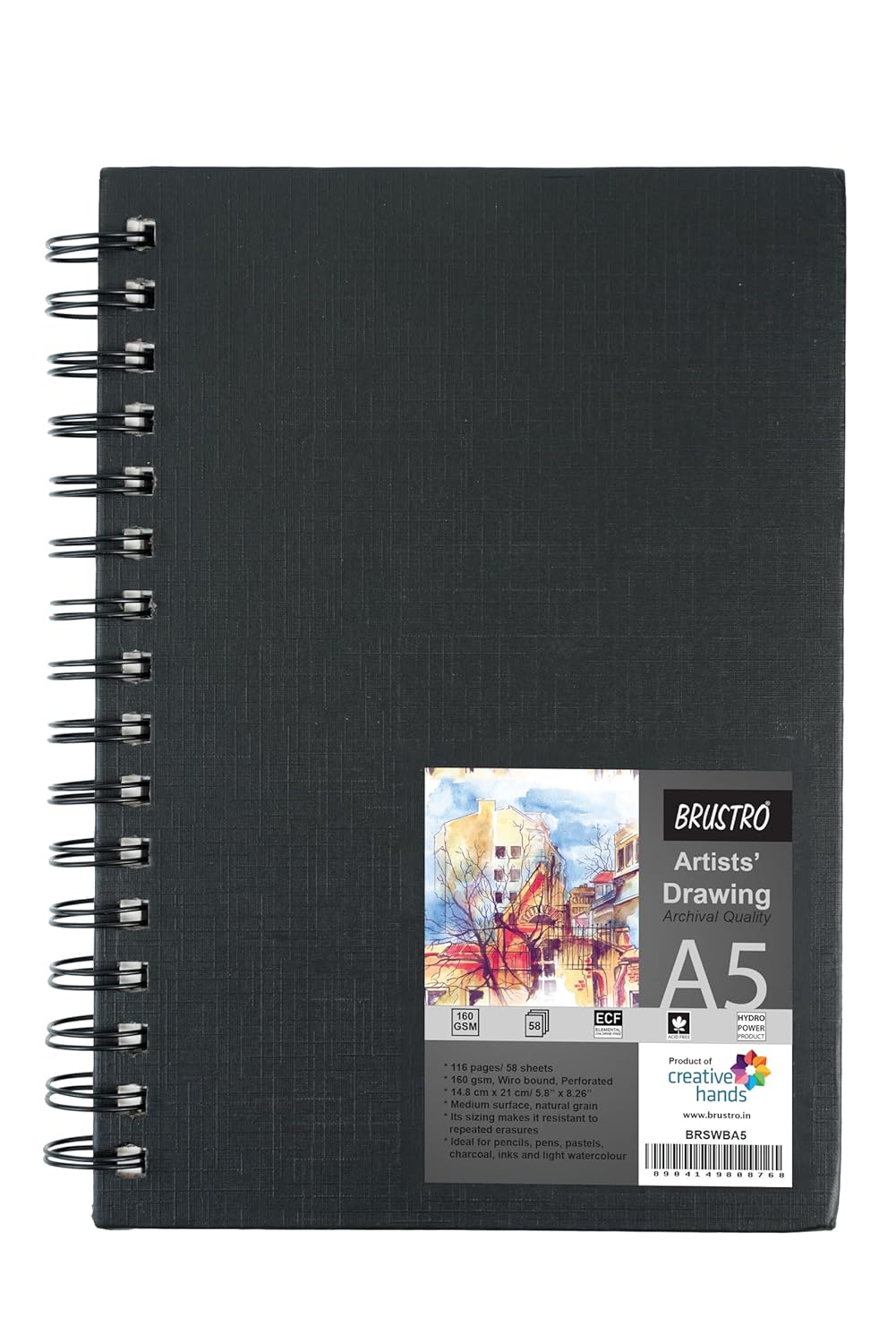 BRUSTRO, Sketch Book - Artist Drawing | Wiro Bound | A5 | 116 Pg | 160gsm.