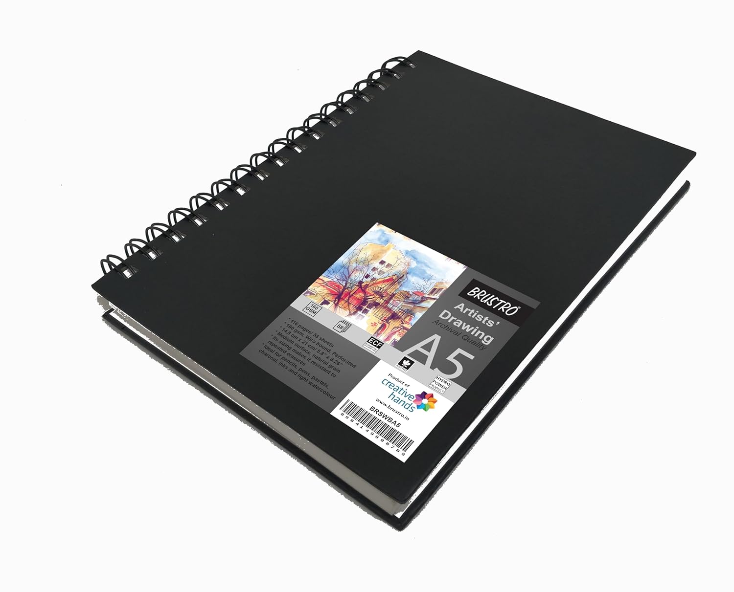 BRUSTRO, Sketch Book - Artist Drawing | Wiro Bound | A5 | 116 Pg | 160gsm.