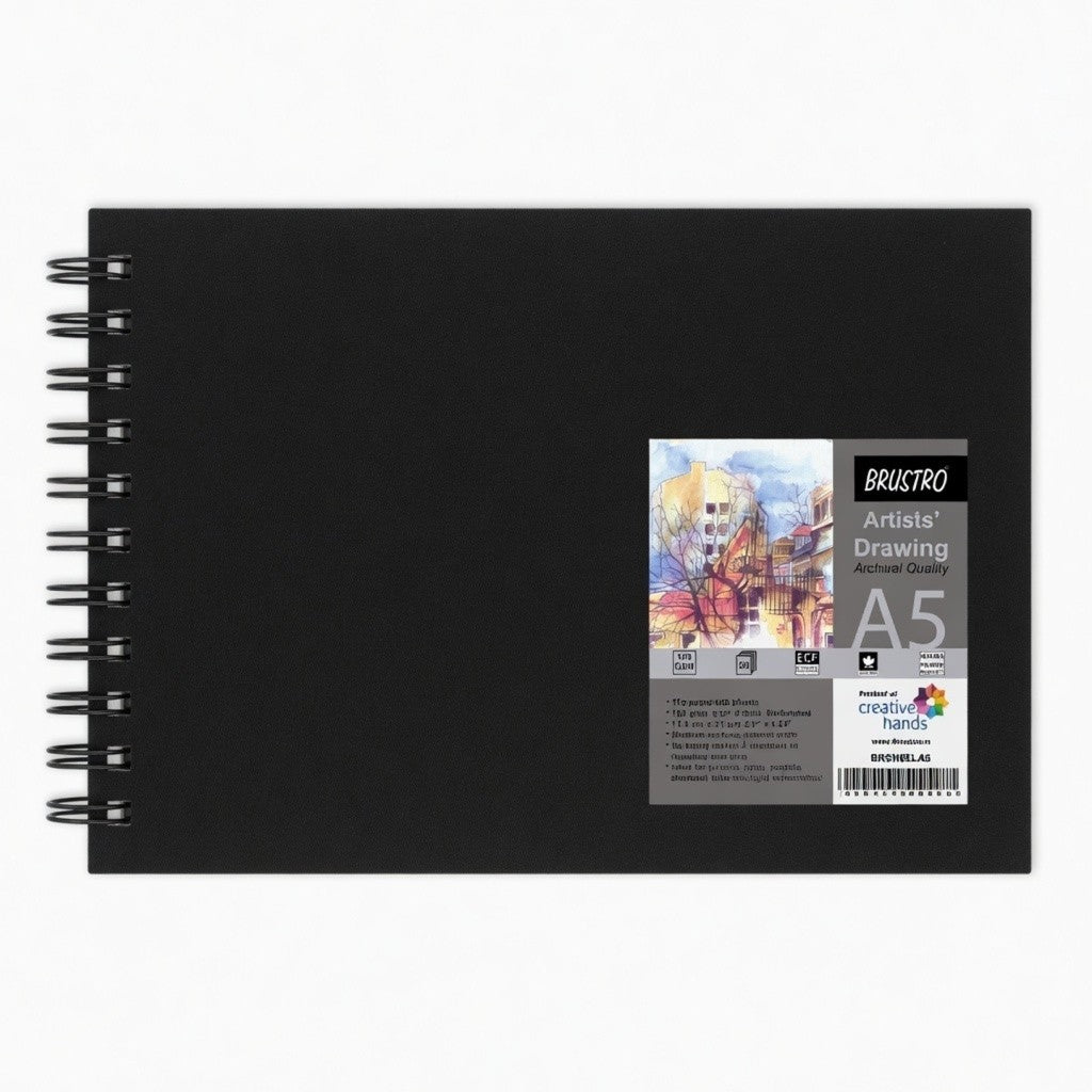 BRUSTRO, Sketch Book - Artist Drawing | Wiro Bound | Landscape | A5 | 116 Pg | 160gsm.