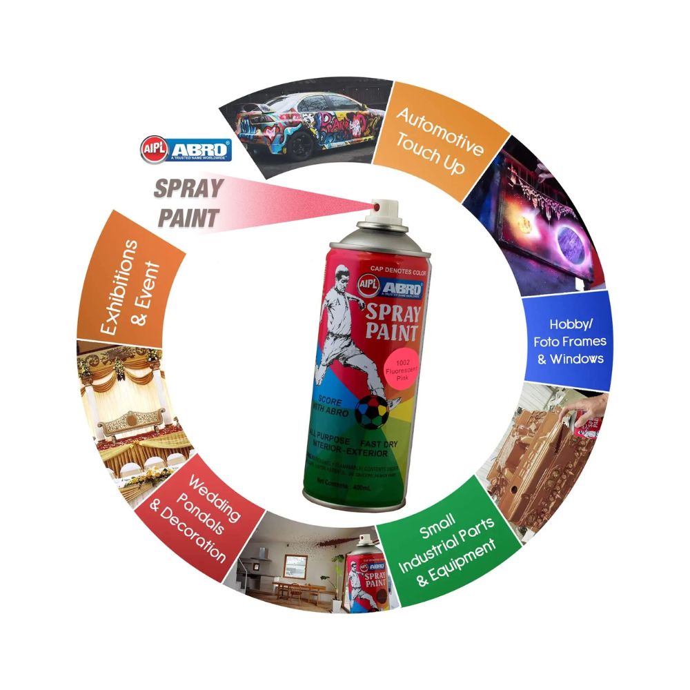 ABRO, Spray Paint - 1002 FLUORESCENT PINK | 400 ml.