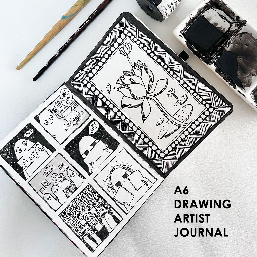 ART ESSENTIALS, 180° Art Journal - A6 | 76 Pages | Natural White | 180 gsm.
