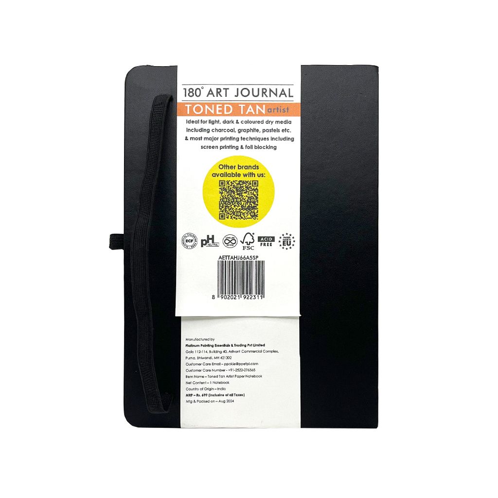 ART ESSENTIALS, 180° Art Journal - A5 | 132 Pages | Toned Tan | 120 gsm.