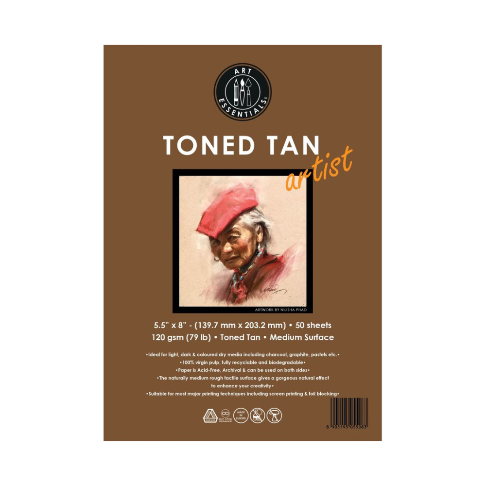 ART ESSENTIALS, Drawing Pad - 50 Pages | Toned Tan | Spiral | 120 gsm.