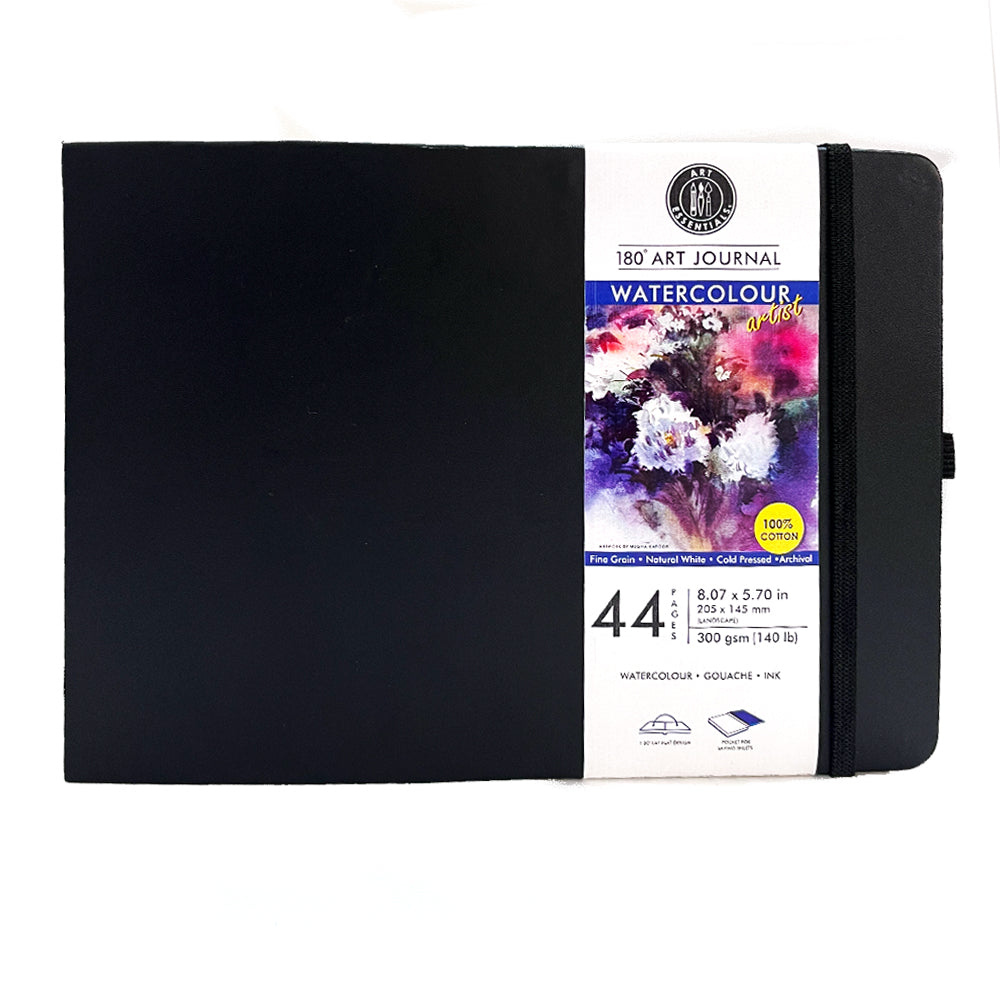 ART ESSENTIALS, 180° Art Journal - A5 | 44 Pages | Natural White | Landscape | 300 gsm.