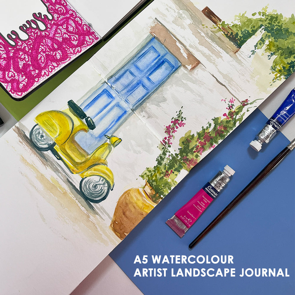 ART ESSENTIALS, 180° Art Journal - A5 | 44 Pages | Natural White | Landscape | 300 gsm.