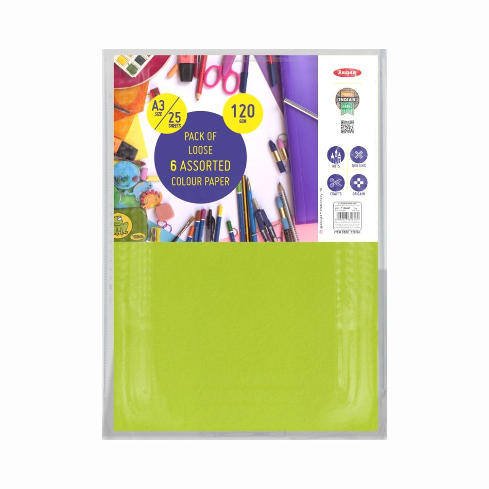 ANUPAM, Colour Paper | 6 Colours | 120 gsm.