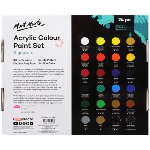 MONT MARTE, Acrylic Colour Paint Set - Signature | 24pc | 36ml.