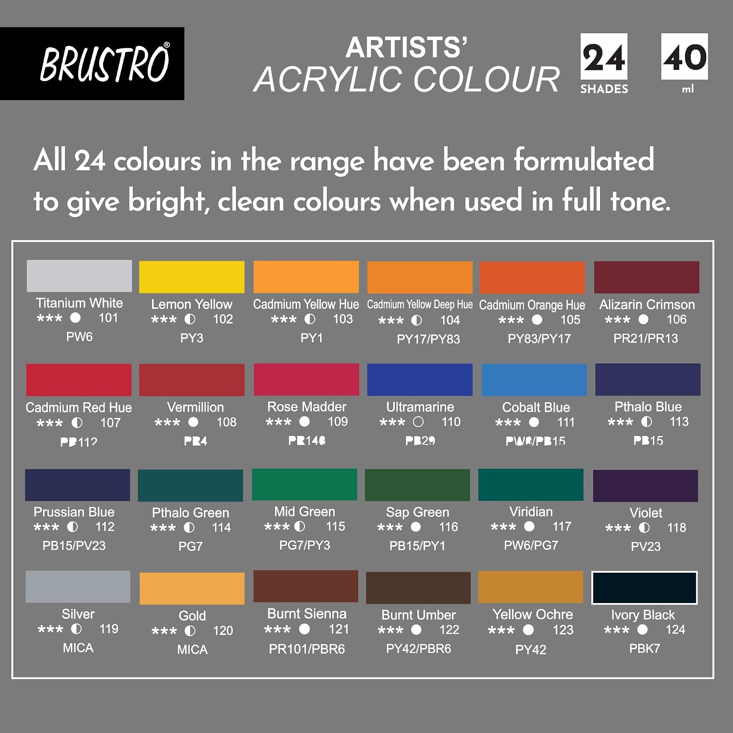 BRUSTRO, Artists Acrylic Colour | 40 ml.