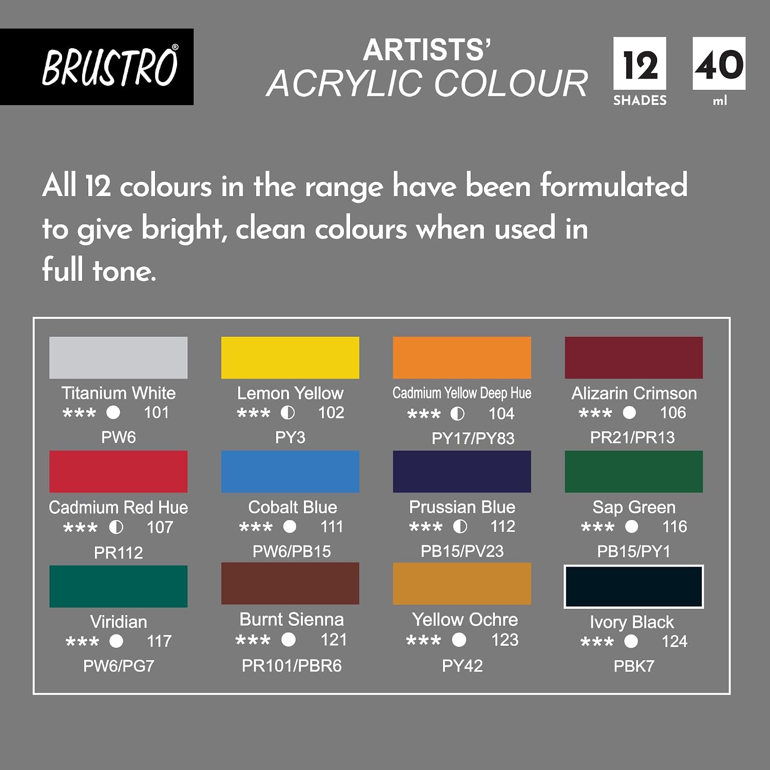 BRUSTRO, Artists Acrylic Colour | 40 ml.