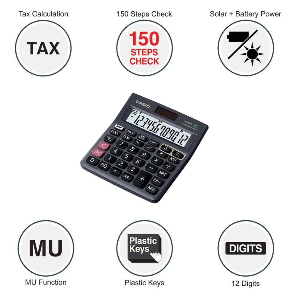 CASIO, Calculator - CHECK & CORRECT | 12 Digits | 150 Steps Check | MJ ...