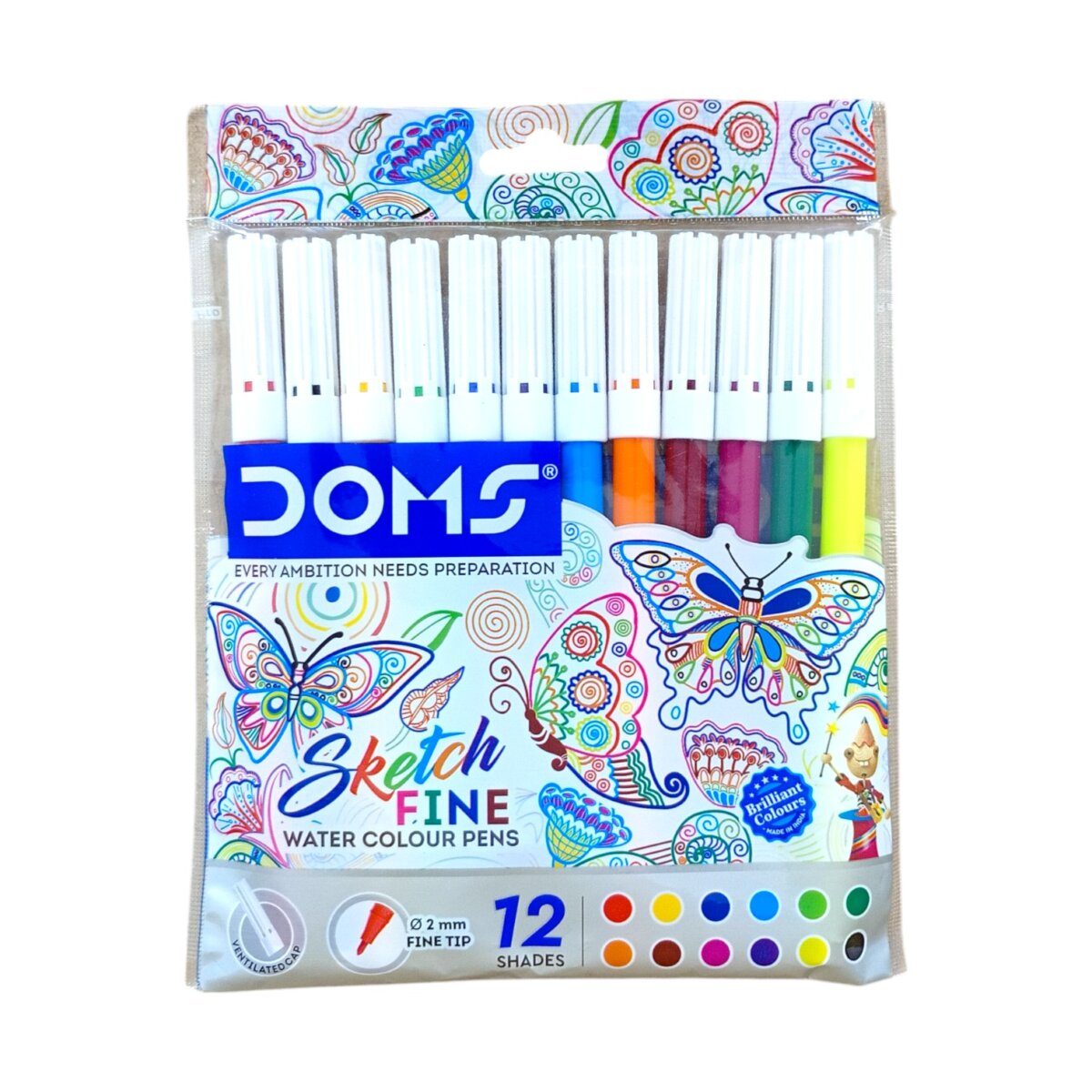 DOMS, Sketch Pens - Water Colour | Fine | 12 Shades.