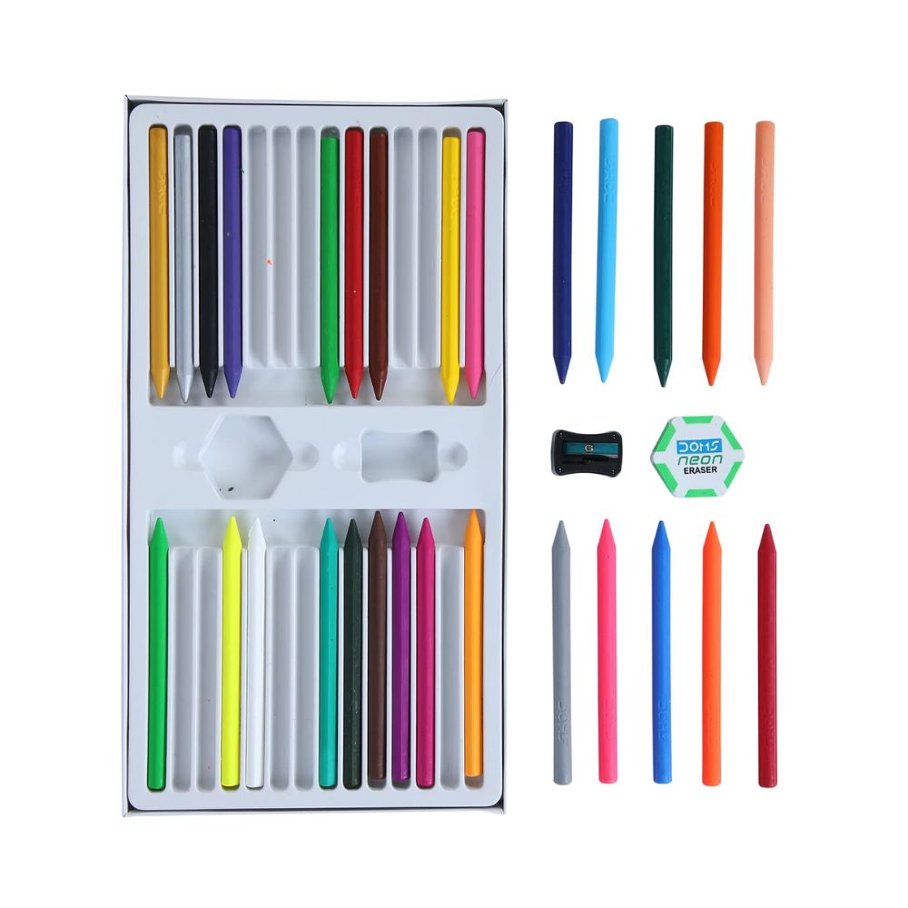 DOMS, Plastic Crayons Set of 28. OXFORD stationers