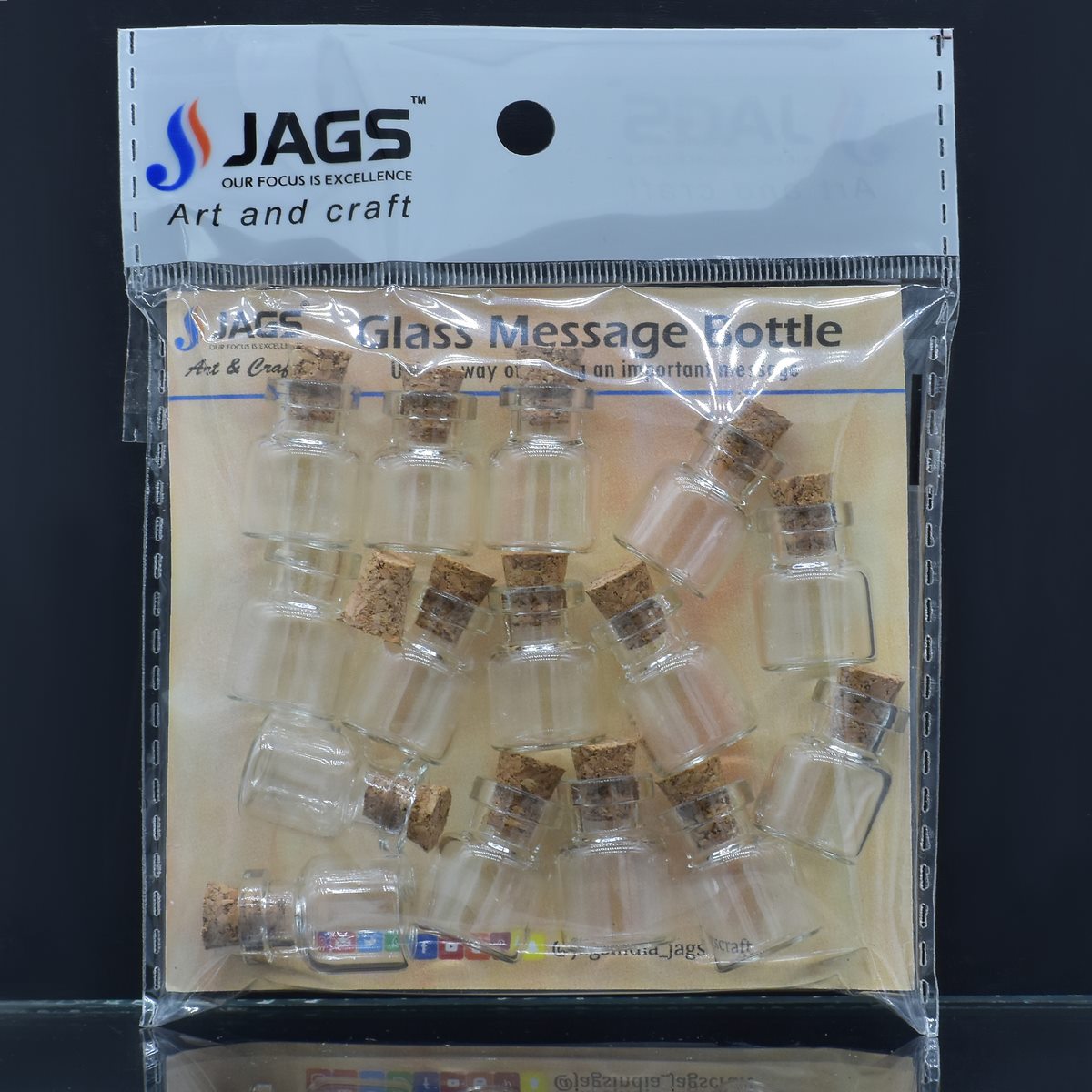 JAGS, Mini Glass Message Bottle | 15 pcs | 16×22.