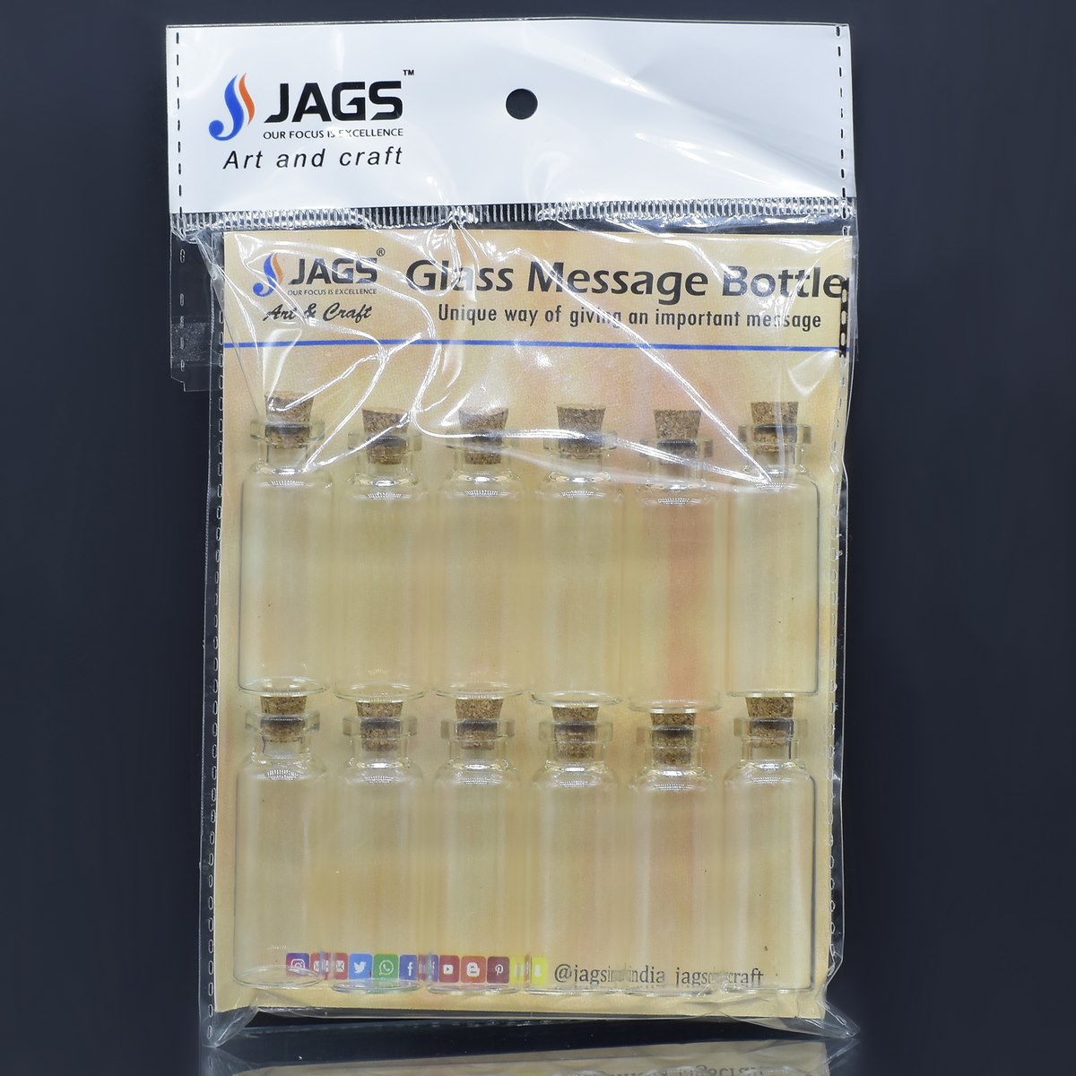 JAGS, Glass Message Bottle | 12 pcs | 18×50 | 50 mm.