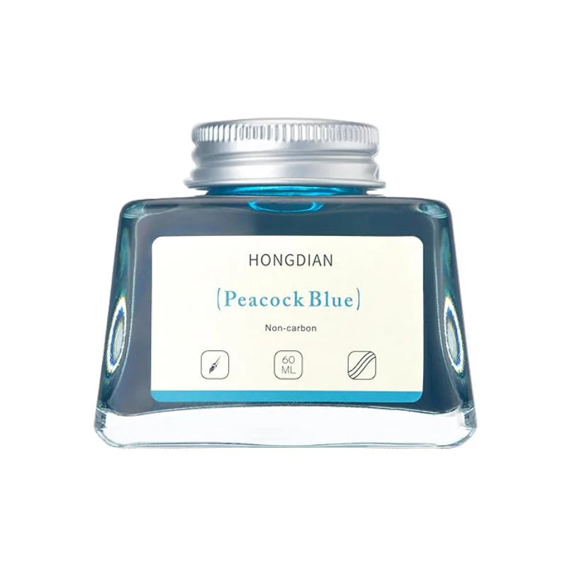 HONGDIAN, Ink Bottle - Non Carbon | PEACOCK BLUE| 60 mL.