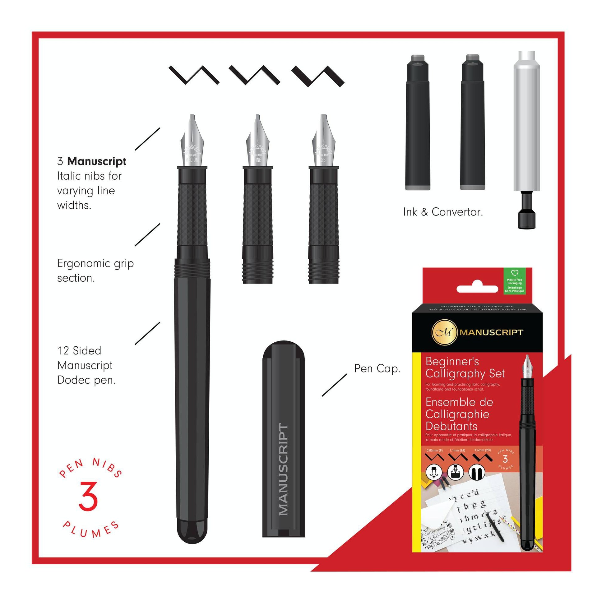 MANUSCRIPT, Fountain Pen - Beginner’s Calligraphy Set. – OXFORD stationers