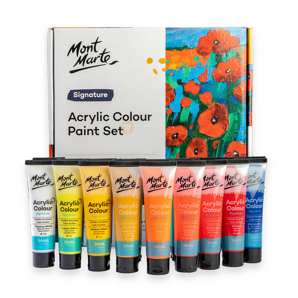 MONT MARTE, Acrylic Colour Paint Set - Signature | 18pc | 36ml.