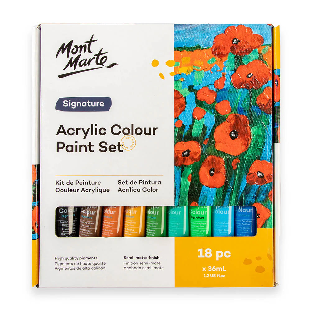 MONT MARTE, Acrylic Colour Paint Set - Signature | 18pc | 36ml.