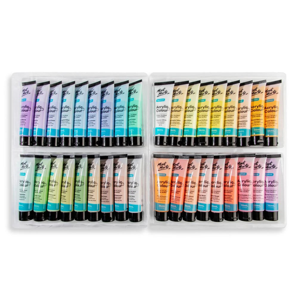 MONT MARTE, Acrylic Colour Pastel Paint Set - Signature | 36pc | 36ml.