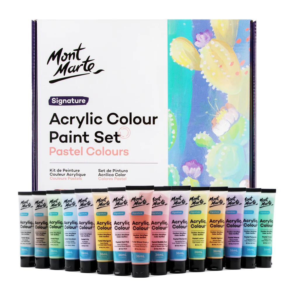 MONT MARTE, Acrylic Colour Pastel Paint Set - Signature | 36pc | 36ml.