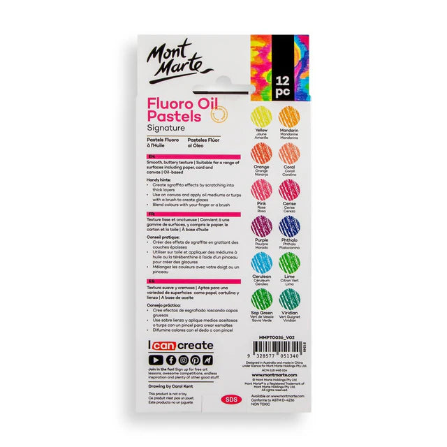 MONT MARTE, Oil Pastels - Signature | Fluoro | 12pc.