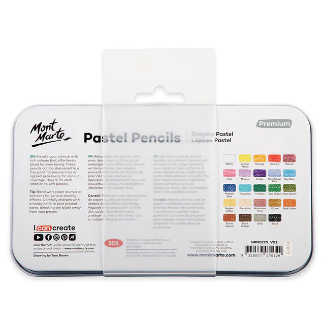 MONT MARTE, Pastel Pencils - Premium | Crayons Patels | 24pc.