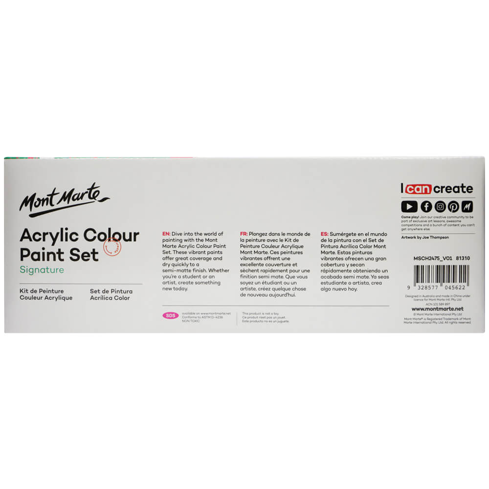 MONT MARTE, Acrylic Colour Paint Set - Signature | 24pc | 75ml.