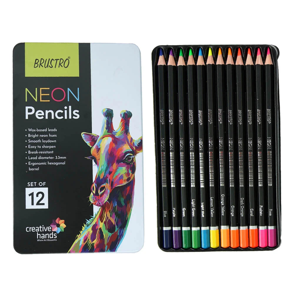 BRUSTRO, Colour Pencils - Neon | Set Of 12.