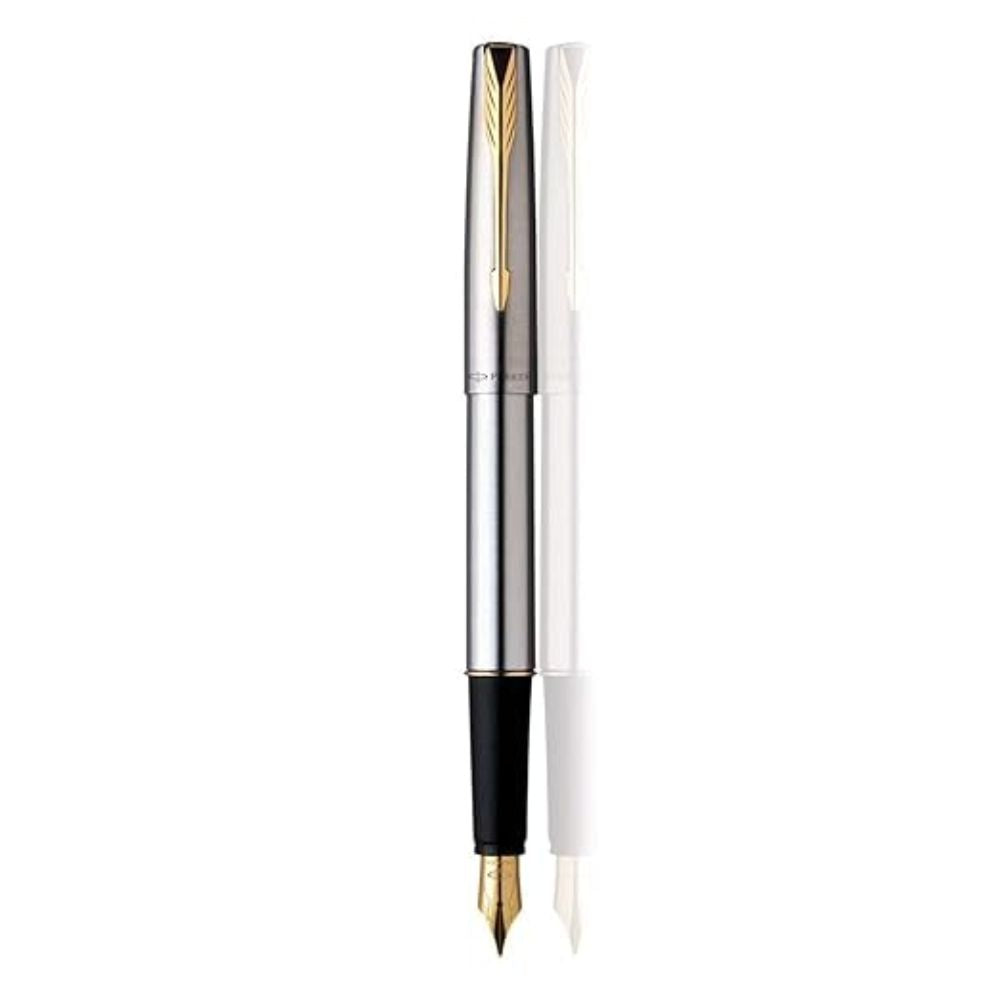 PARKER, Fountain Pen - FRONTIER Stainless Steel | Gold Trim | Fine ...