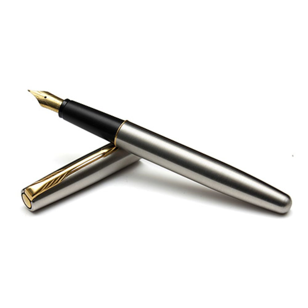 PARKER, Fountain Pen FRONTIER Stainless Steel Gold Trim Fine
