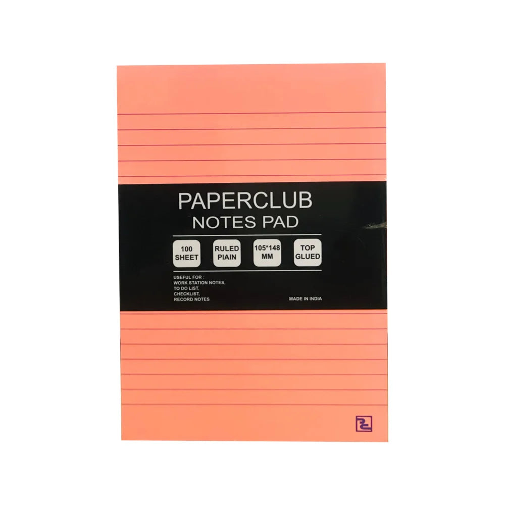PAPERCLUB, Notes Pad - Ruled | 105*148 | 100 Sheets.