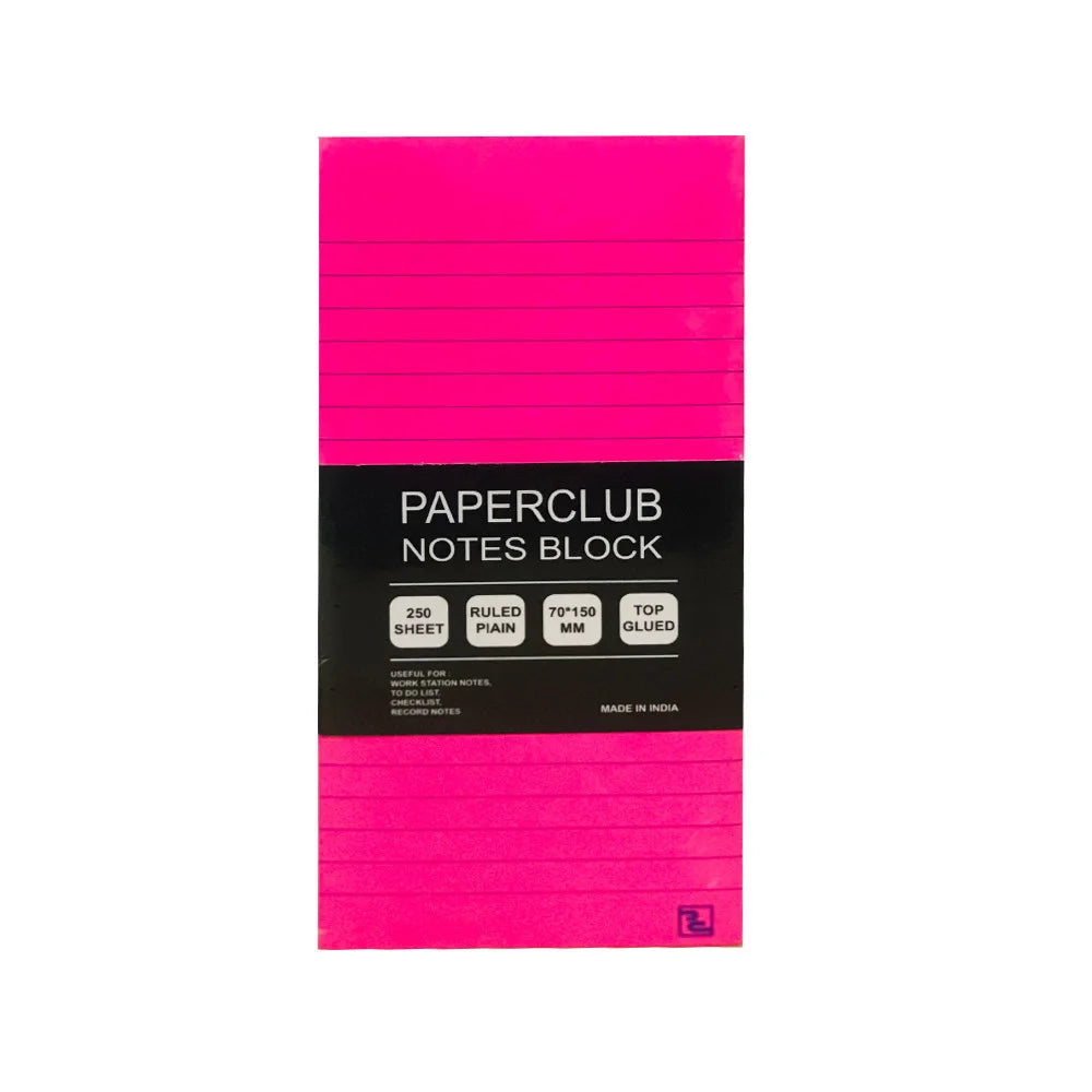 PAPERCLUB, Notes Block - Ruled | 70*150 | 250 Sheets.