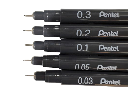 PENTEL, Pointliner - Black | Set1 of 5.