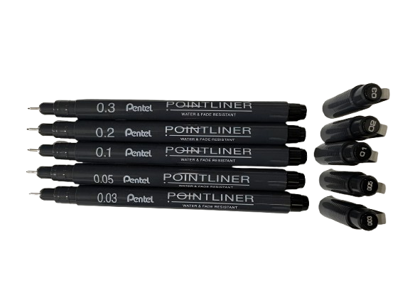PENTEL, Pointliner - Black | Set1 of 5.