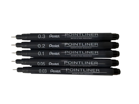 PENTEL, Pointliner - Black | Set1 of 5.