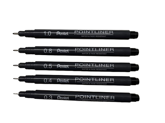 PENTEL, Pointliner - Black | Set2 of 5.