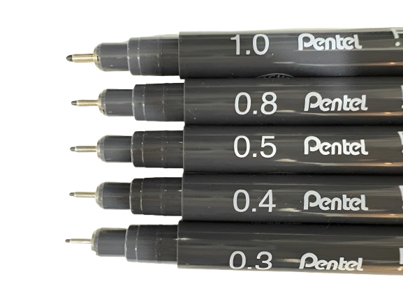 PENTEL, Pointliner - Black | Set2 of 5.