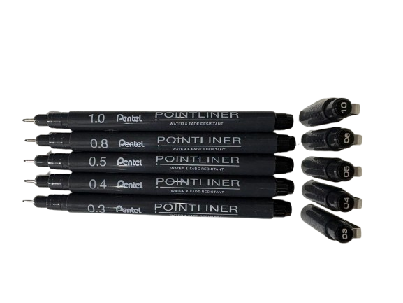 PENTEL, Pointliner - Black | Set2 of 5.
