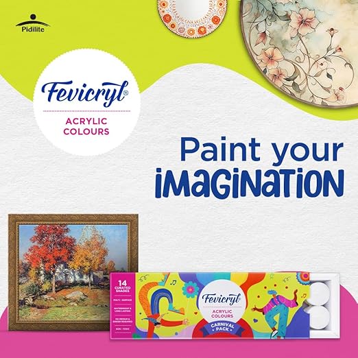 PIDILITE, Acrylic Colour - FEVICRYL | Carnival Pack | Set of 14 | 10ml.