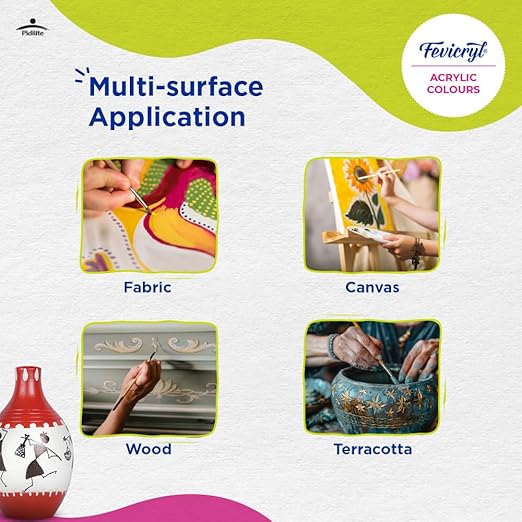 PIDILITE, Acrylic Colour - FEVICRYL | Carnival Pack | Set of 14 | 10ml.