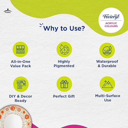 PIDILITE, Acrylic Colour - FEVICRYL | Carnival Pack | Set of 14 | 10ml.