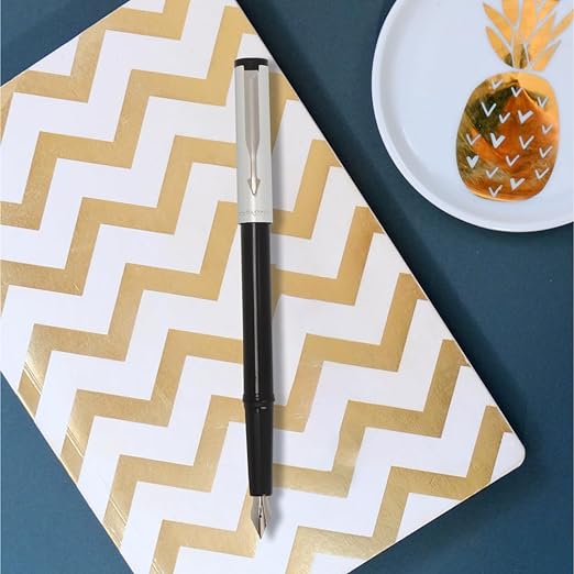 PARKER, Fountain Pen - BETA Premium | Silver Finish Cap | Chrome Trim | Fine.