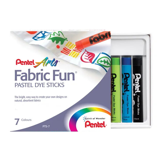 PENTEL, Fabric Fun Pastel Dye Sticks - Arts | 7 Colours.