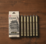 SAKURA, Pigment Fineliner | PIGMA | Black Sketch | Set of 6.