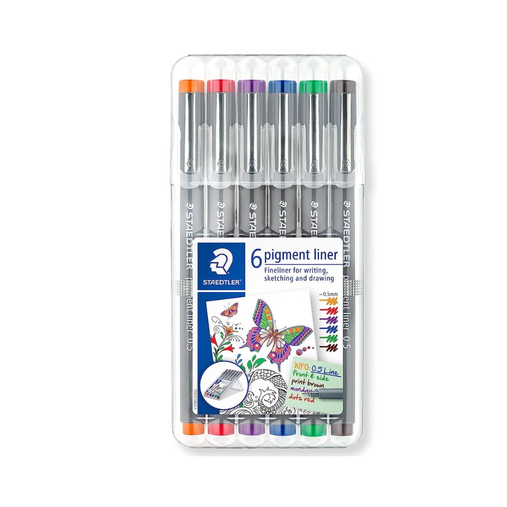 STAEDTLER, Pigment Liner | Set of 6 | ~ 0.5mm.